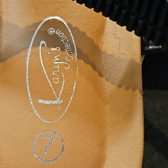 Karyn's Collection Womens Black Stretch Slip-on White Gems Pearls Sandal Size 7 - Picture 8 of 9